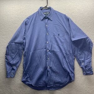 Polo Ralph Lauren Shirt Mens Medium Blue Golf Davis Button Up Long Sleeve Adult
